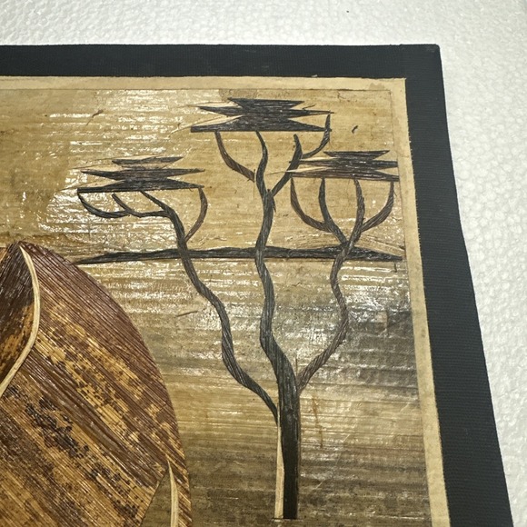 Set of 2 Banana Leaf African Art 1 Giraffe 1 Elephant Approximately 9.5 X 12.5 - Picture 7 of 10